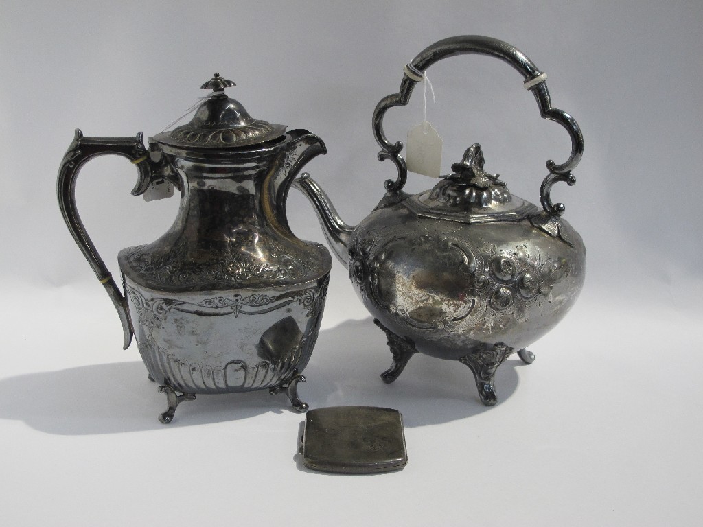 Appraisal: Lot comprising a Britannia metal kettle and a hot water