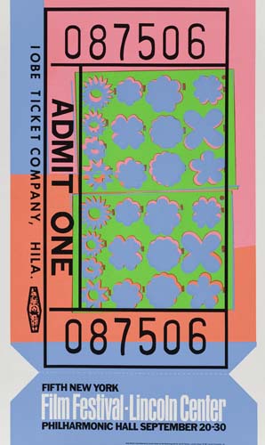 Appraisal: ANDY WARHOL Lincoln Center Ticket Color screenprint on wove paper