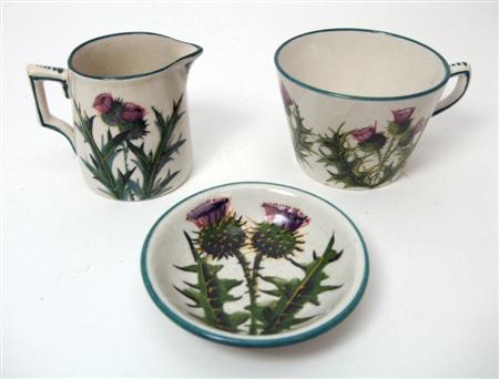 Appraisal: WEMYSS CREAM JUG EARLY TH CENTURY decorated with thistles impressed