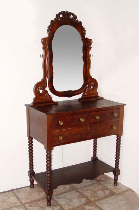 Appraisal: MID TH C VERMONT DRESSING TABLE WITH MIRROR Ornately carved