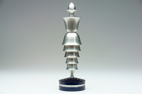 Appraisal: ART DECO Unusual figural aluminum sculpture mounted on a stepped