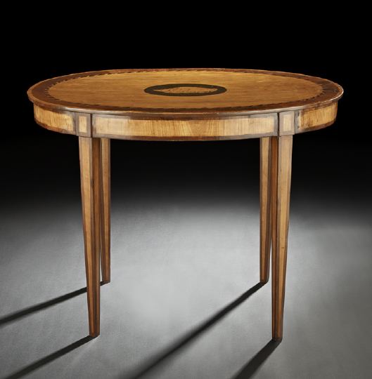 Appraisal: Continental Neoclassical Mahogany and Satinwood Center Table early th century