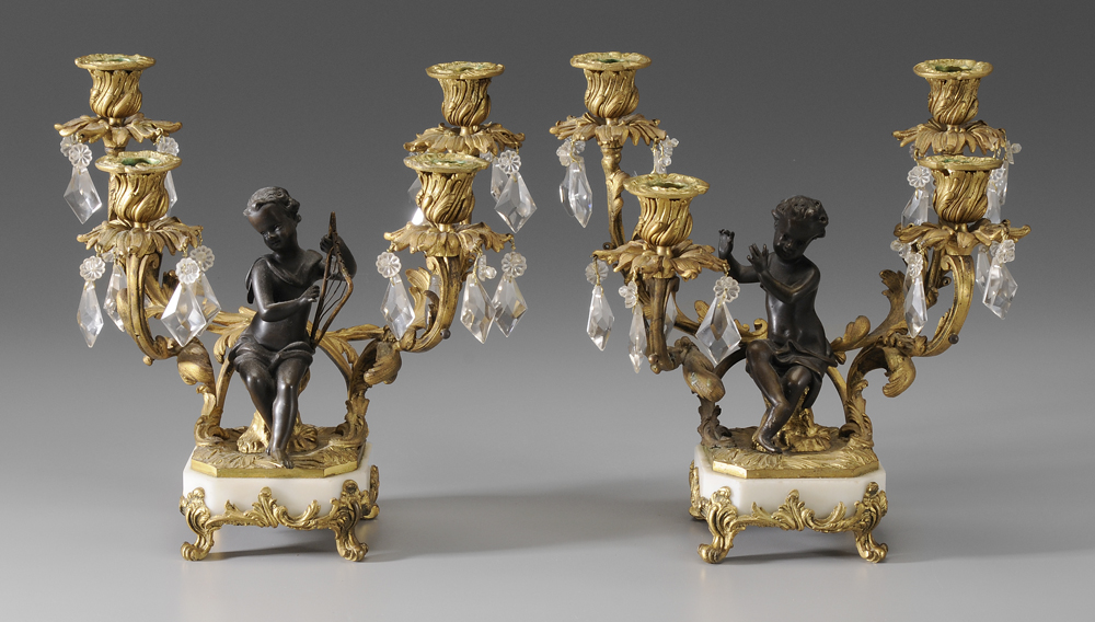 Appraisal: Pair Louis XV Style Gilt Bronze Candelabra French th century