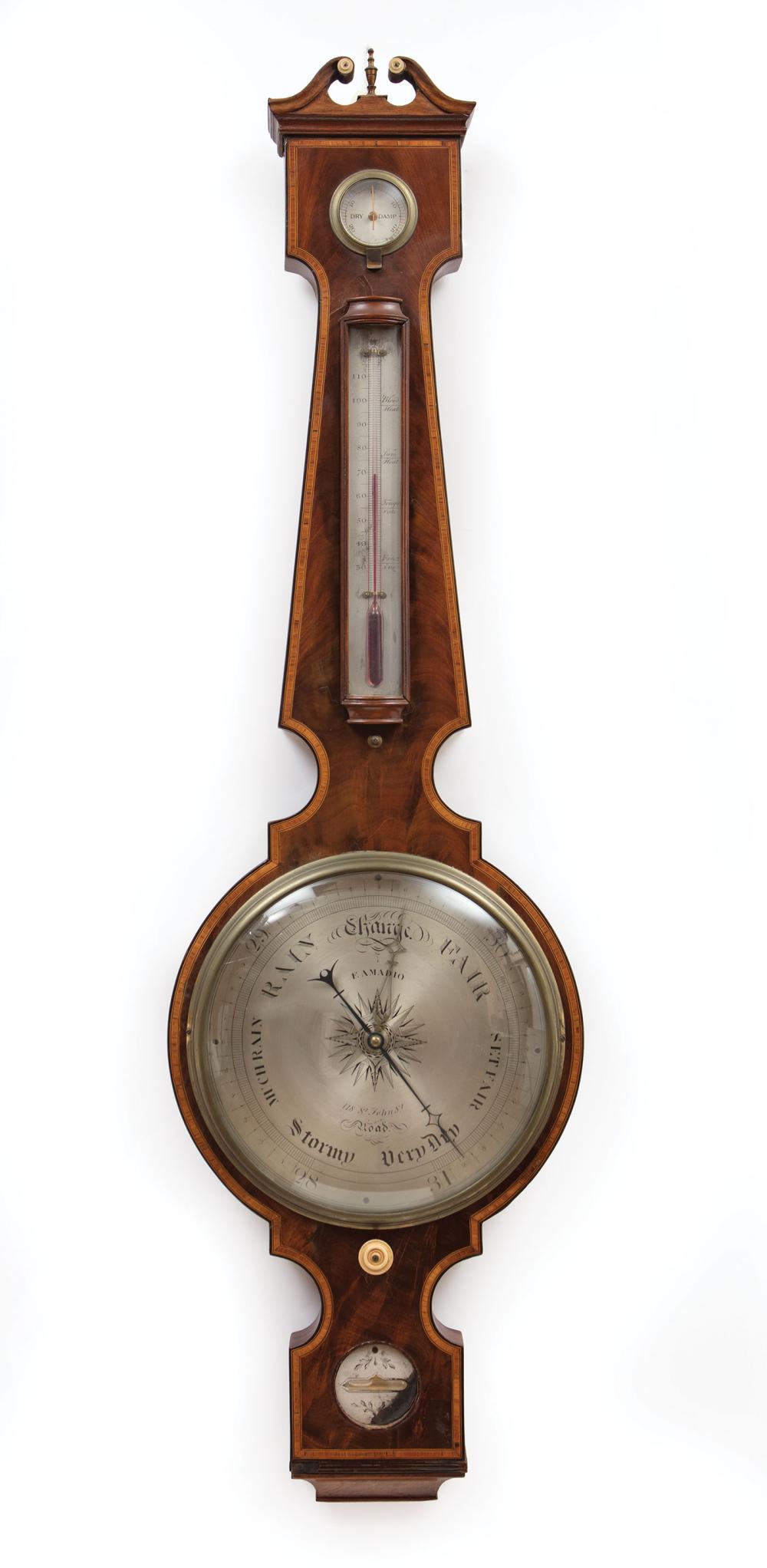 Appraisal: George III Inlaid Mahogany Barometer th c dial marked F