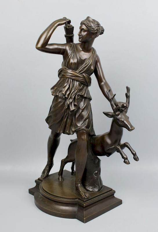 Appraisal: Susse Freres French C Bronze Diana Huntress with Deer MANUFACTURE