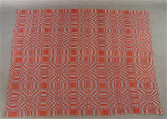 Appraisal: Wool Overshot Coverlet th Century Two piece Geometric design in