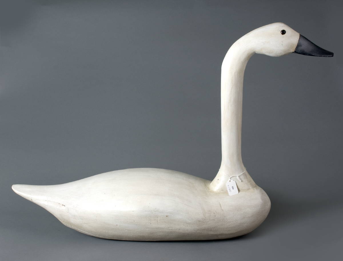 Appraisal: CARVED AND PAINTED SWAN DECOY Length inches