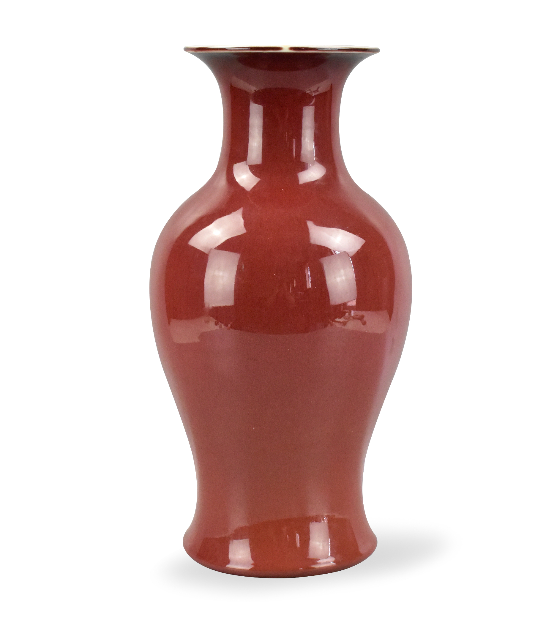 Appraisal: Chinese Red Glazed vase dated to ROC Period rising from