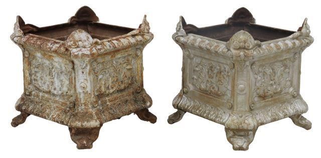 Appraisal: pair French cast iron planter boxes jardinieres early th c