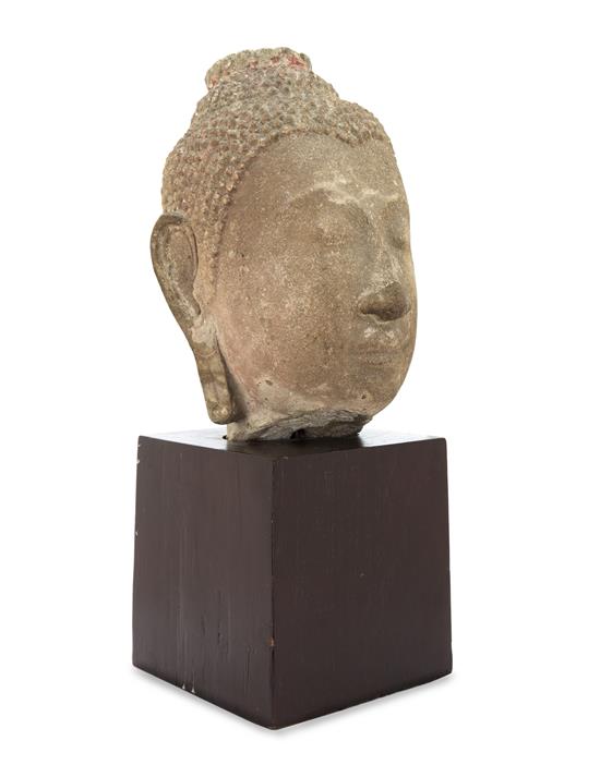 Appraisal: Sale Lot An Early Carved Stone Buddha Head th th