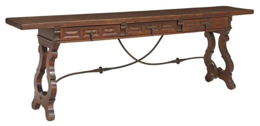 Appraisal: SPANISH BAROQUE STYLE PINE CONSOLE TABLE LSpanish Baroque style pine