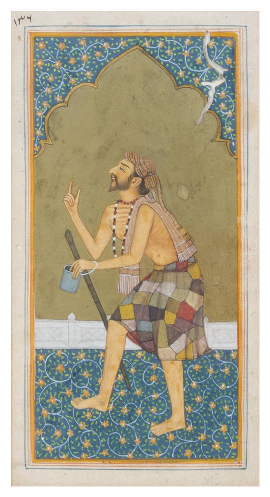 Appraisal: Sale Lot An Indian Gouache Painting depicting a man wearing