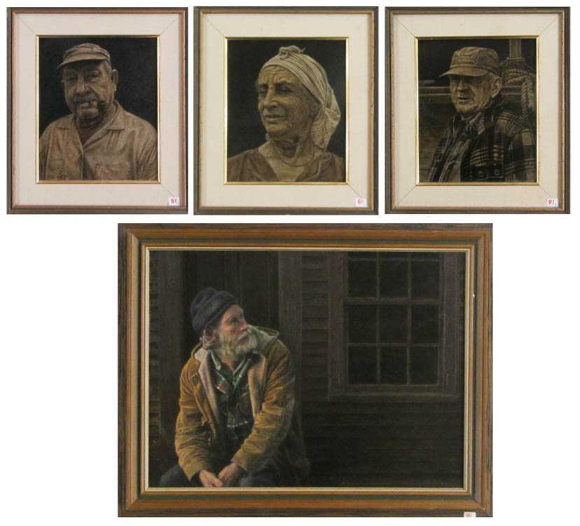 Appraisal: PAUL LIPP FOUR OILS ON BOARD Connecticut b Portraits A