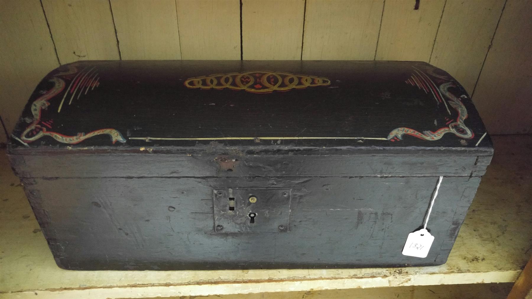 Appraisal: PAINTED DOME-TOP DOCUMENT BOX Nineteenth century black painted dovetailed case