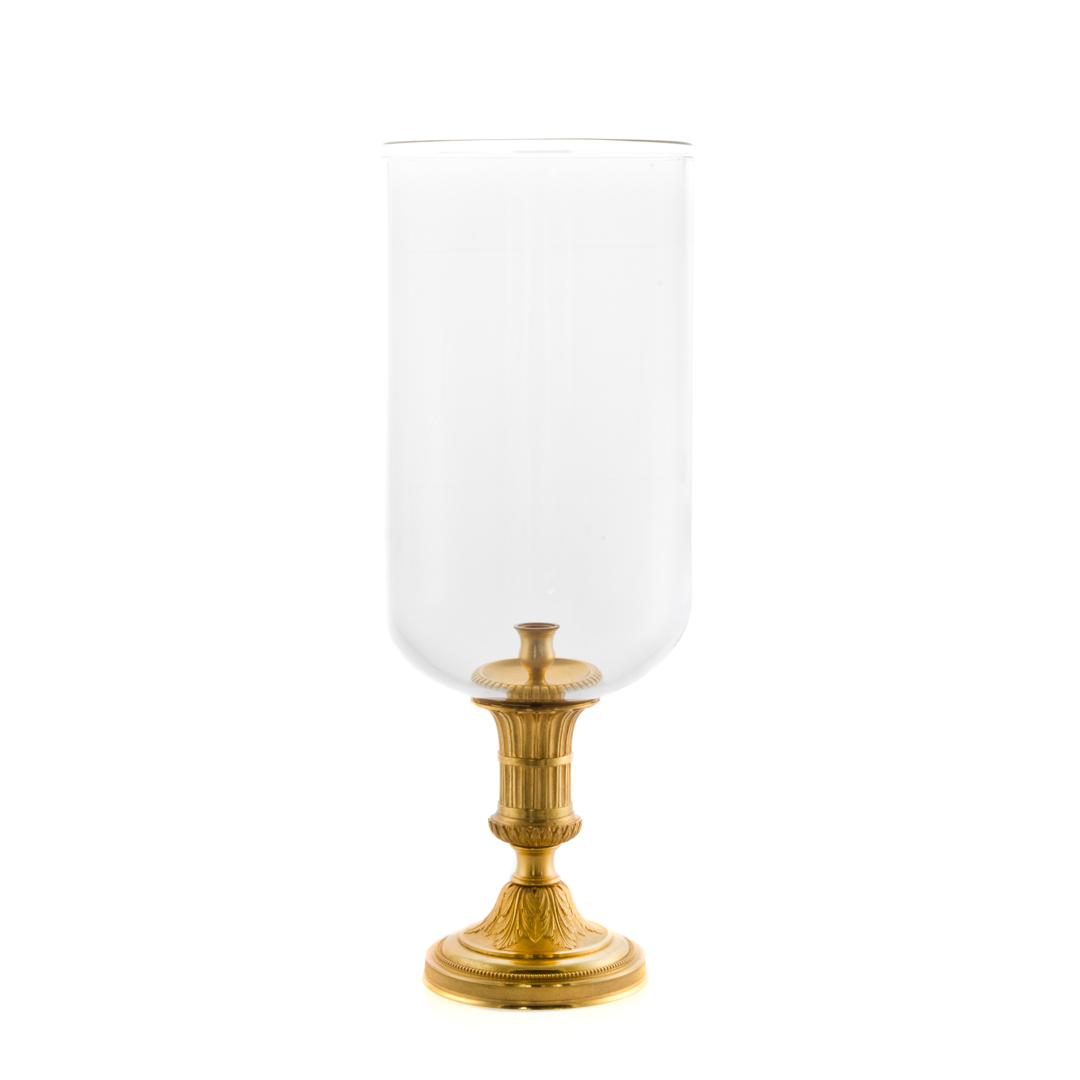 Appraisal: Continental style gilt-metal and glass candlestick Classical style gilt-metal candlestick