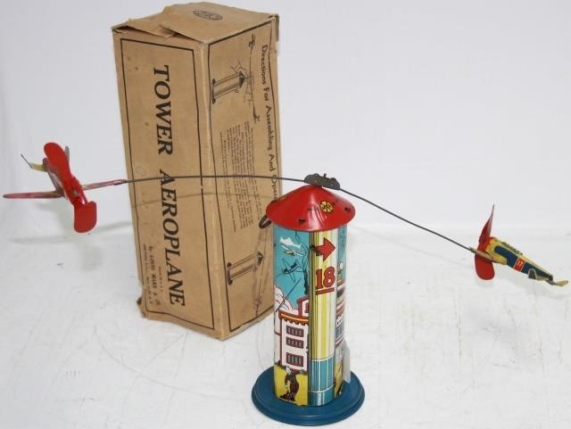 Appraisal: MARX SKY HAWK TOWER AEROPLANE TIN LITHOGRAPHWIND-UP TOY WITH ORIGINAL