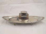 Appraisal: A silver ink stand with silver mounted ink bottle stand