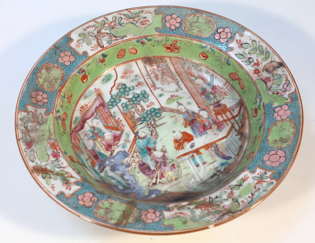 Appraisal: A Chinese porcelain dish the circular body polychrome decorated with