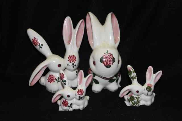 Appraisal: FOUR PLICHTA POTTERY MODELS OF BUNNIES