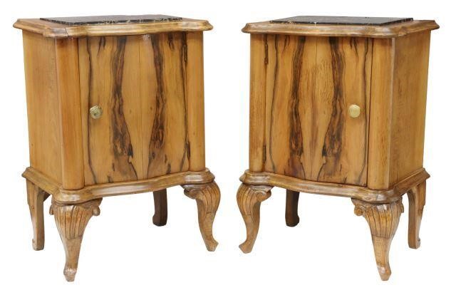 Appraisal: pair Venetian figured wood bedside cabinets mid th c having