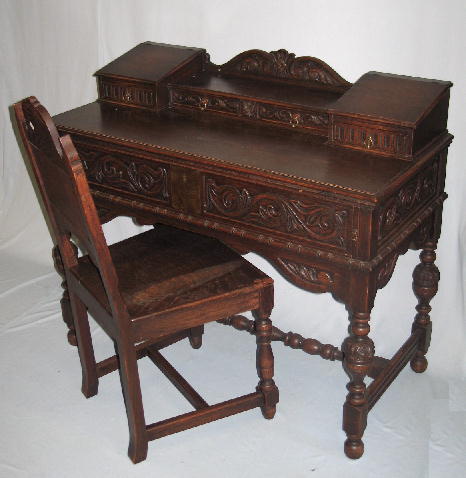 Appraisal: JACOBEAN STYLE DESK AND CHAIR Oak in the original finish