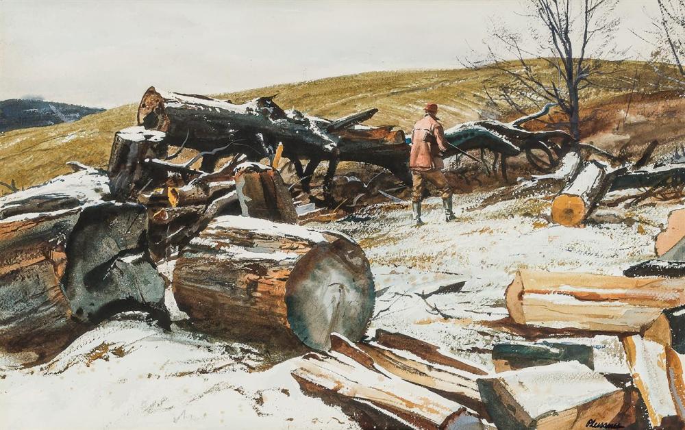 Appraisal: OGDEN MINTON PLEISSNER American - Winter Hunt watercolor on paper