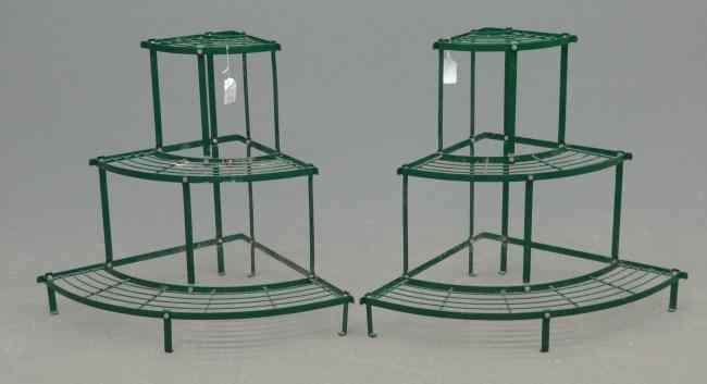 Appraisal: Lot two iron painted plant stands '' Ht each