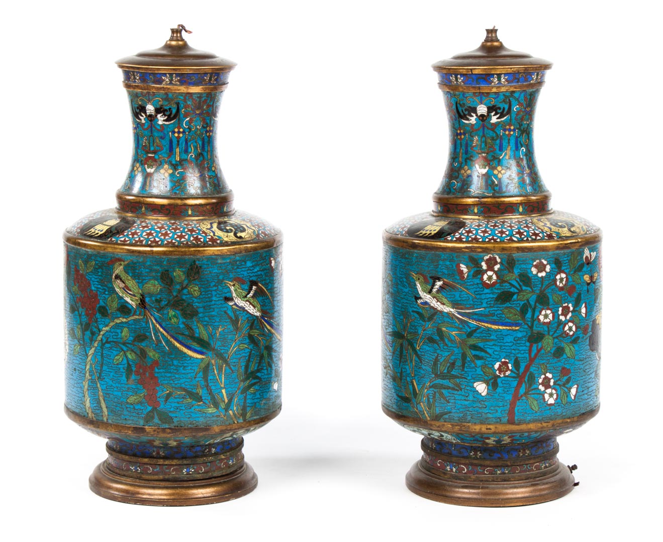 Appraisal: Pair of large Chinese cloisonne enamel vases early th century