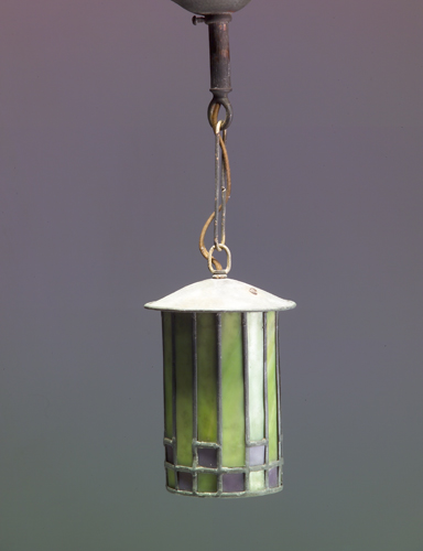 Appraisal: ROYCROFT Exceptional cylindrical lantern designed by Dard Hunter of bright