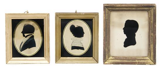 Appraisal: Pair of Painted Silhouettes Attributed to Chamberlin depicting Mr and