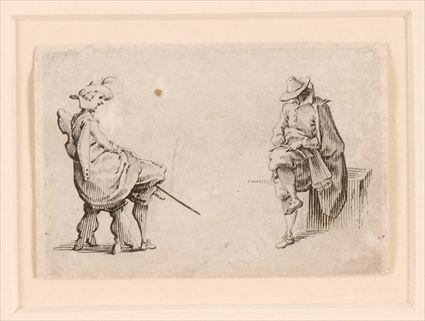 Appraisal: ATTRIBUTED TO JACQUES CALLOT TWO SEATED FIGURES Etching on paper