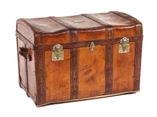 Appraisal: Sale Lot A Continental Leather Steamer Trunk late th early