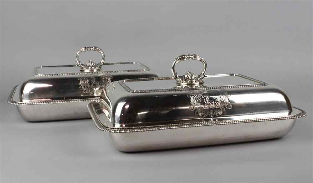 Appraisal: PAIR OF GEORGE III PAUL STORR SILVER ARMORIAL ENTREE DISHES