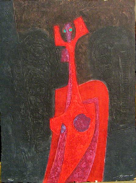 Appraisal: Byron Galvez Mujer Color acryli-graph printed on handmade paper signed