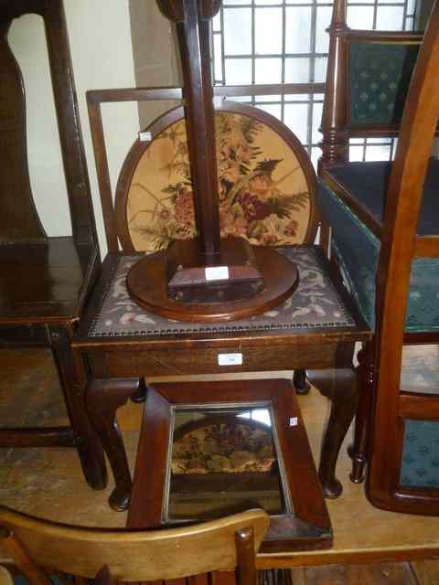 Appraisal: A SMALL WALNUT STOOL a rosewood frame wall mirror a