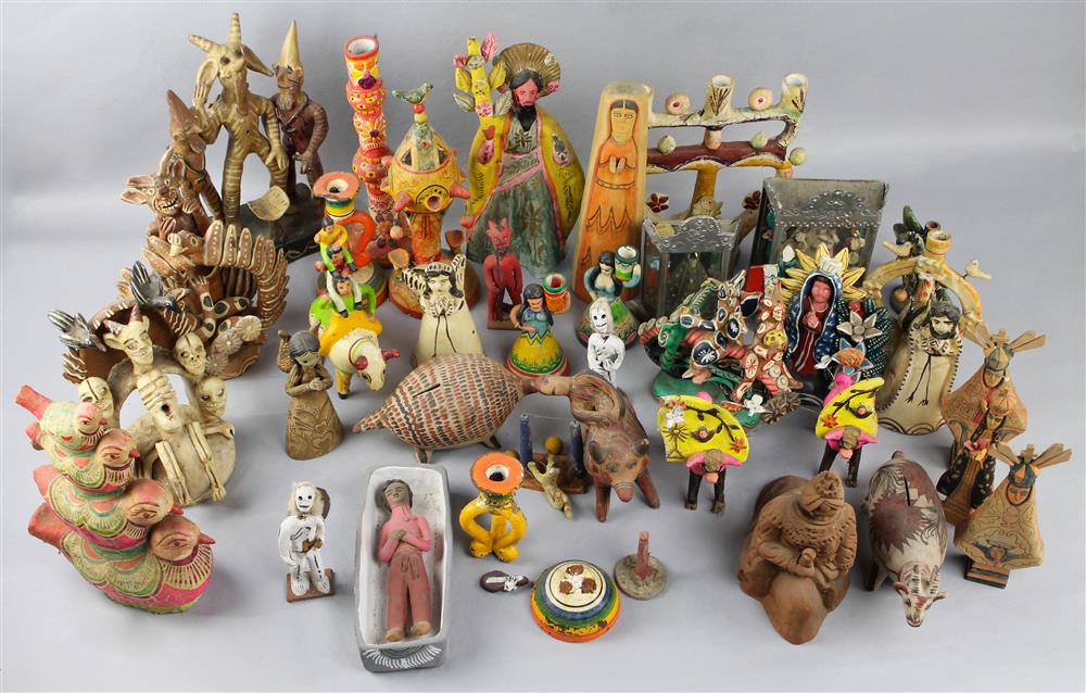 Appraisal: COLLECTION OF MEXICAN EARTHENWARE AND OTHER ITEMS including religious figures