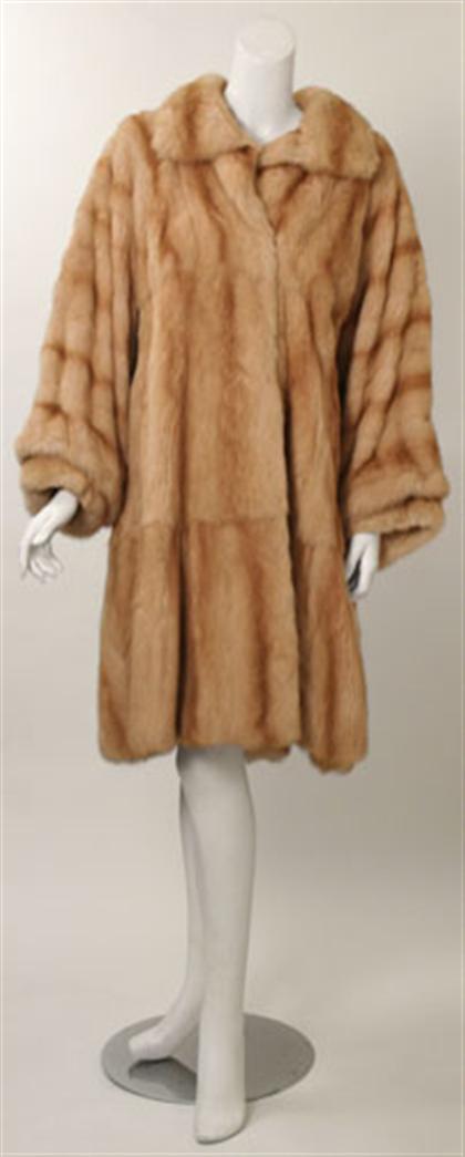 Appraisal: Giuliana Teso kolinsky coat Oversized three-quarter length fur in vibrant