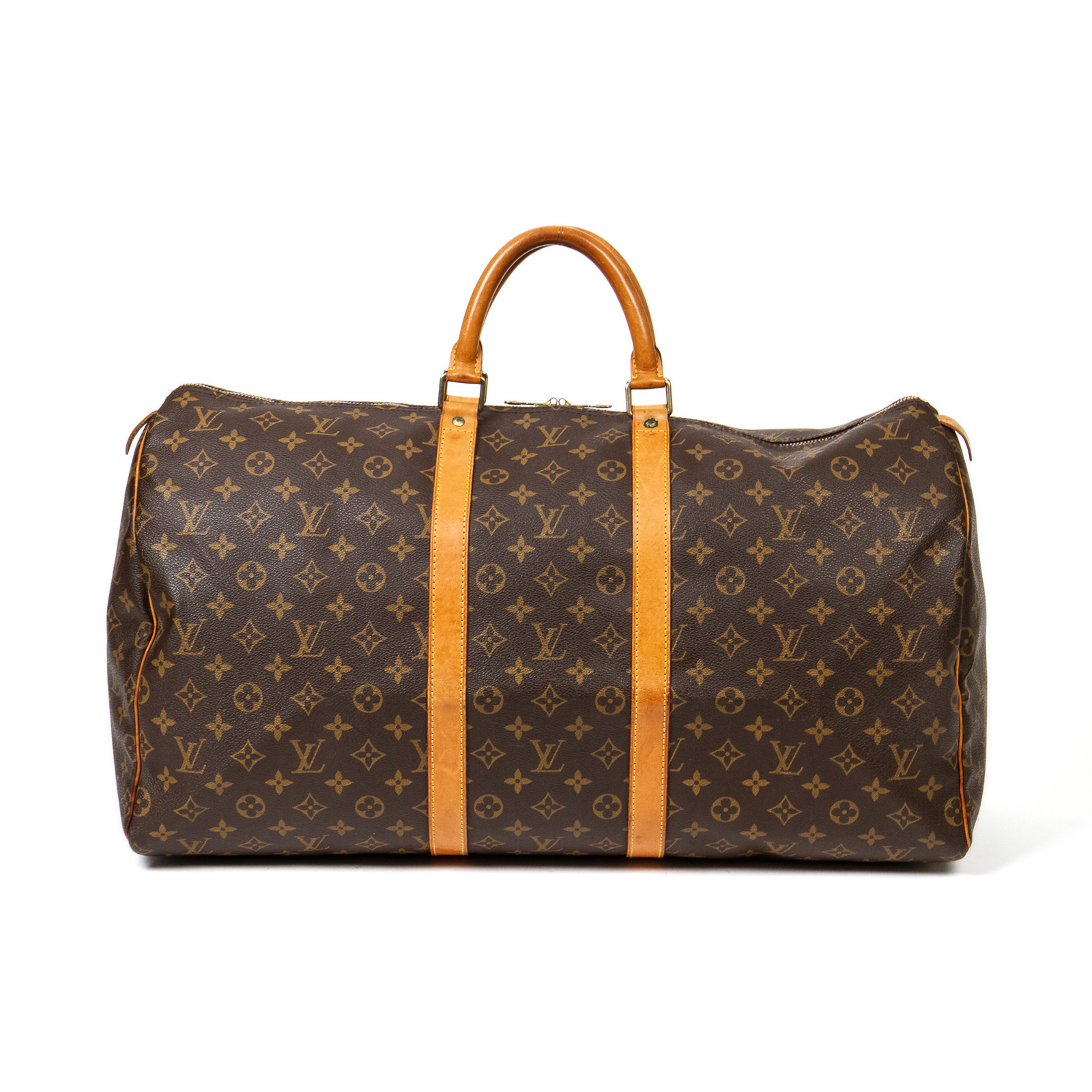 Appraisal: A LOUIS VUITTON MONOGRAM KEEPALL A brown and tan Monogram