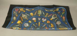 Appraisal: HERMES Hand Rolled Edge Silk Scarf Qu'importe l HERMES Hand