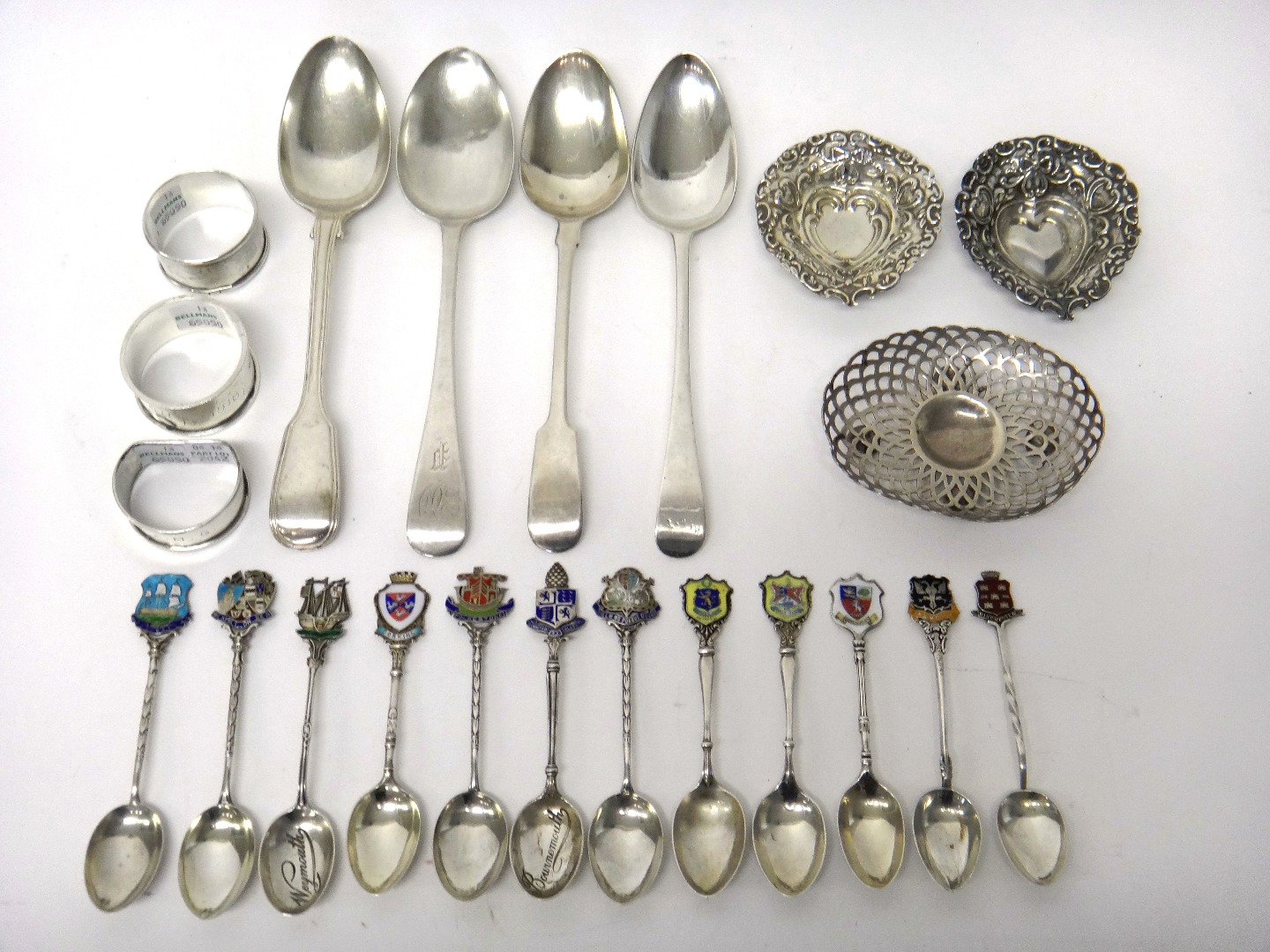 Appraisal: Silver comprising twelve souvenir and town crest spoons with enamelled