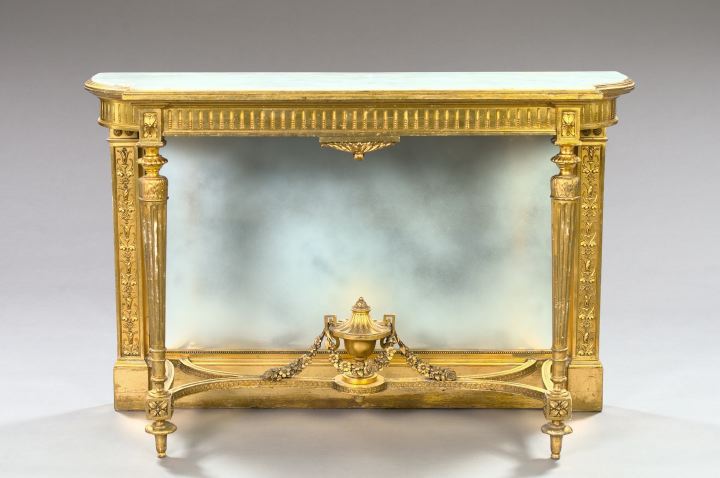 Appraisal: Good Louis XVI-Style Giltwood and Marble-Top Side Table late th