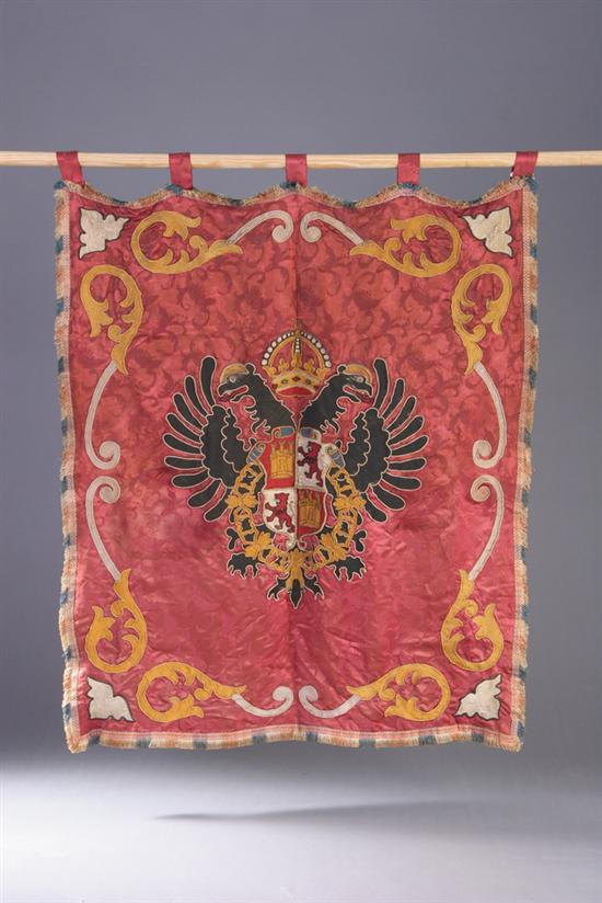 Appraisal: SPANISH NEEDLEWORK AND PIECE-WORK ARMORIAL PANEL early th century Worked