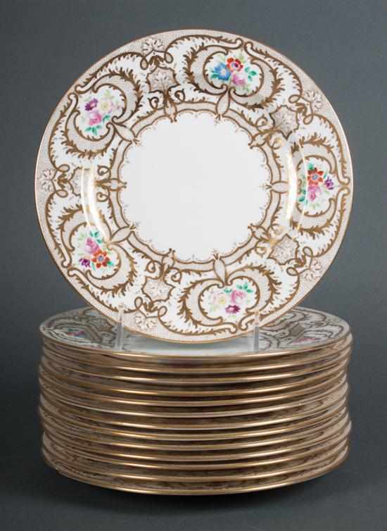 Appraisal: Set of Wedgwood floral and parcel-gilt decorated china luncheon plates