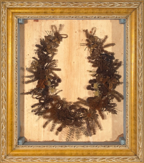 Appraisal: Fine Anglo-American Woven Memorial Hair Wreath in the form of