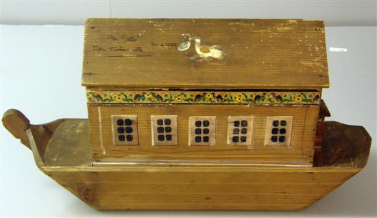 Appraisal: th century Noah's Ark with painted decoration and unpainted carved