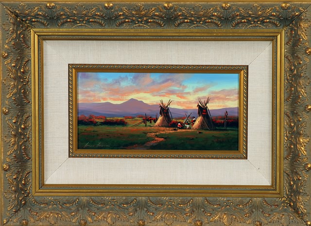 Appraisal: Western Sundown oil on masonite x SLL Artist American b