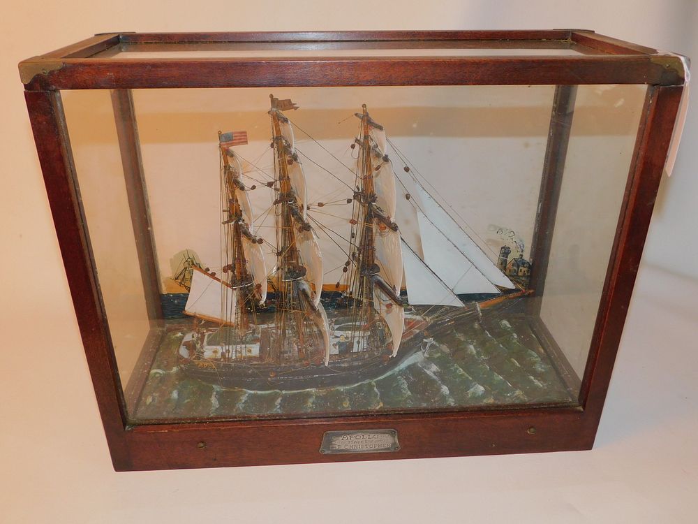 Appraisal: APOLLO CASED SHIP MODEL Antique waterline cased ship model APOLLO