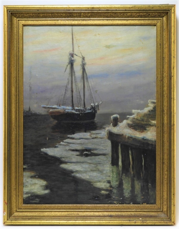 Appraisal: FRANK VINING SMITH NOCTURNAL SEASCAPE PAINTING Massachusetts - Nocturnal winter