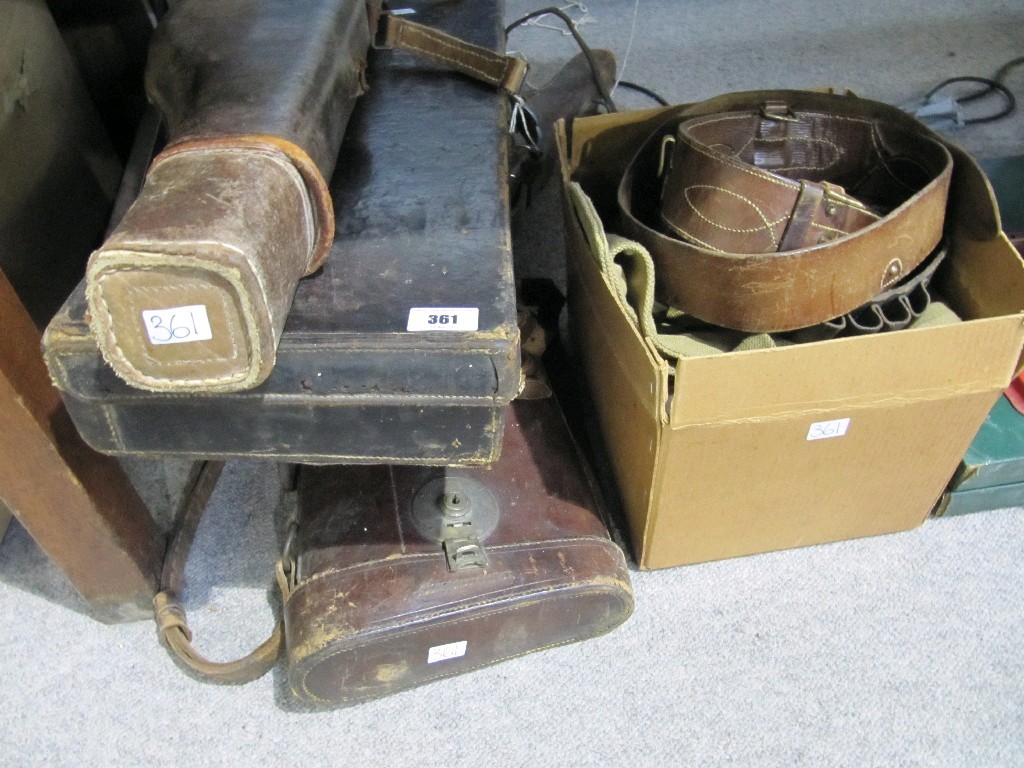 Appraisal: Lot comprising assorted gun cases and cartridge belts