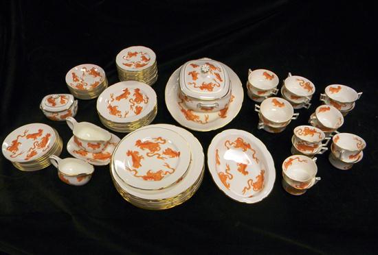 Appraisal: Wedgwood bone china dinner service ''Red Chinese Tigers Williamsburg'' pattern